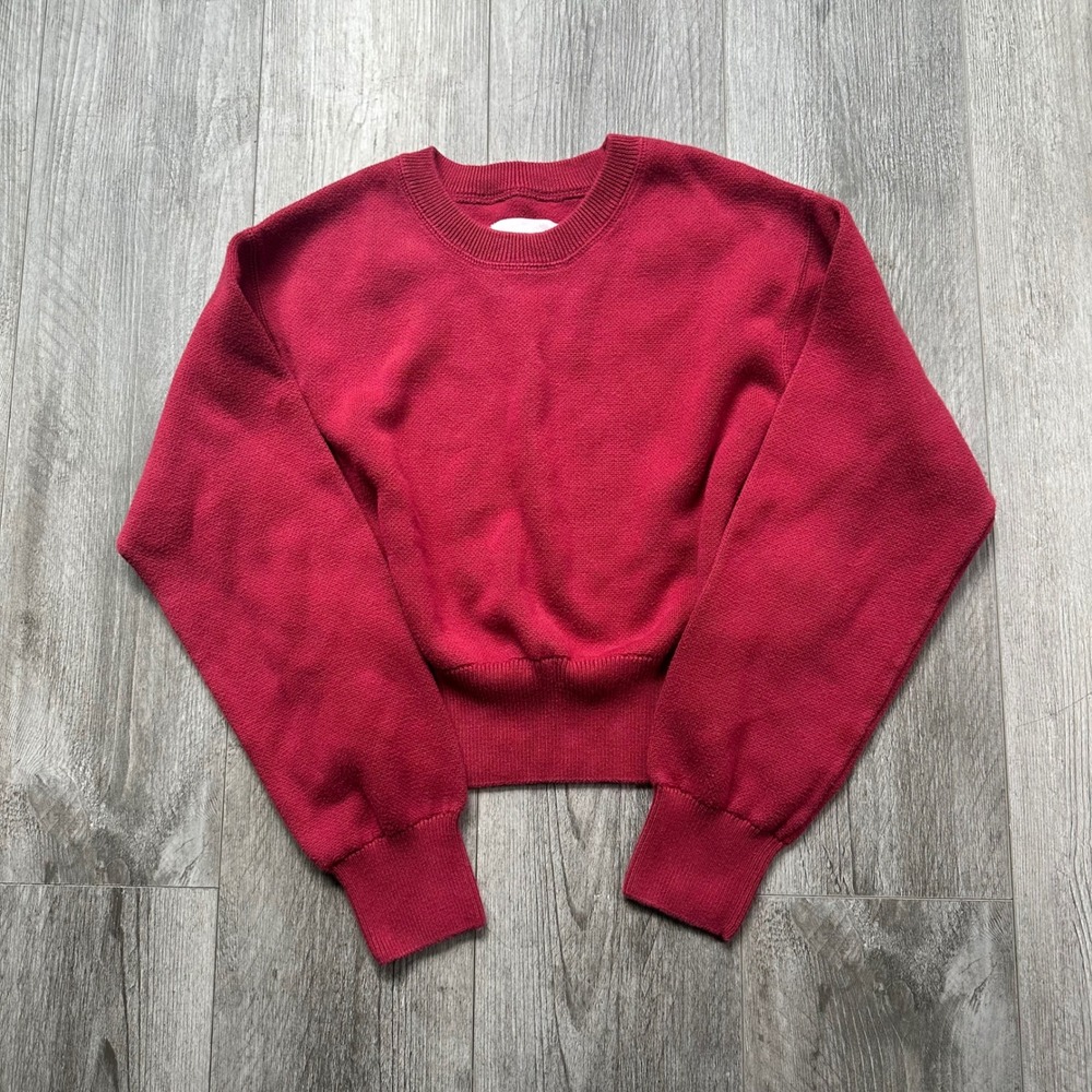 Aerie Maroon Red Crewneck Sweater Knit Pullover XS cute casual